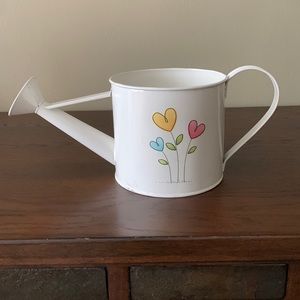 Decorative Heart Flower Watering Can White